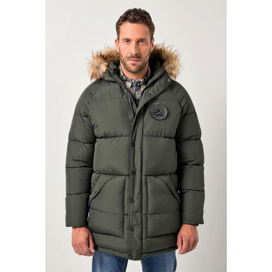 JP1880 Parka Trapuntato Cappuccio Pelliccia Sintetica Applicazioni  