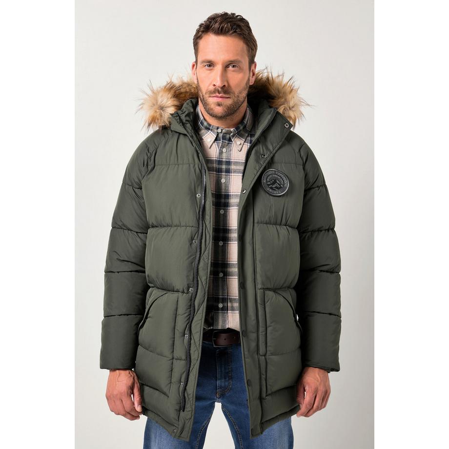 JP1880 Parka Trapuntato Cappuccio Pelliccia Sintetica Applicazioni  
