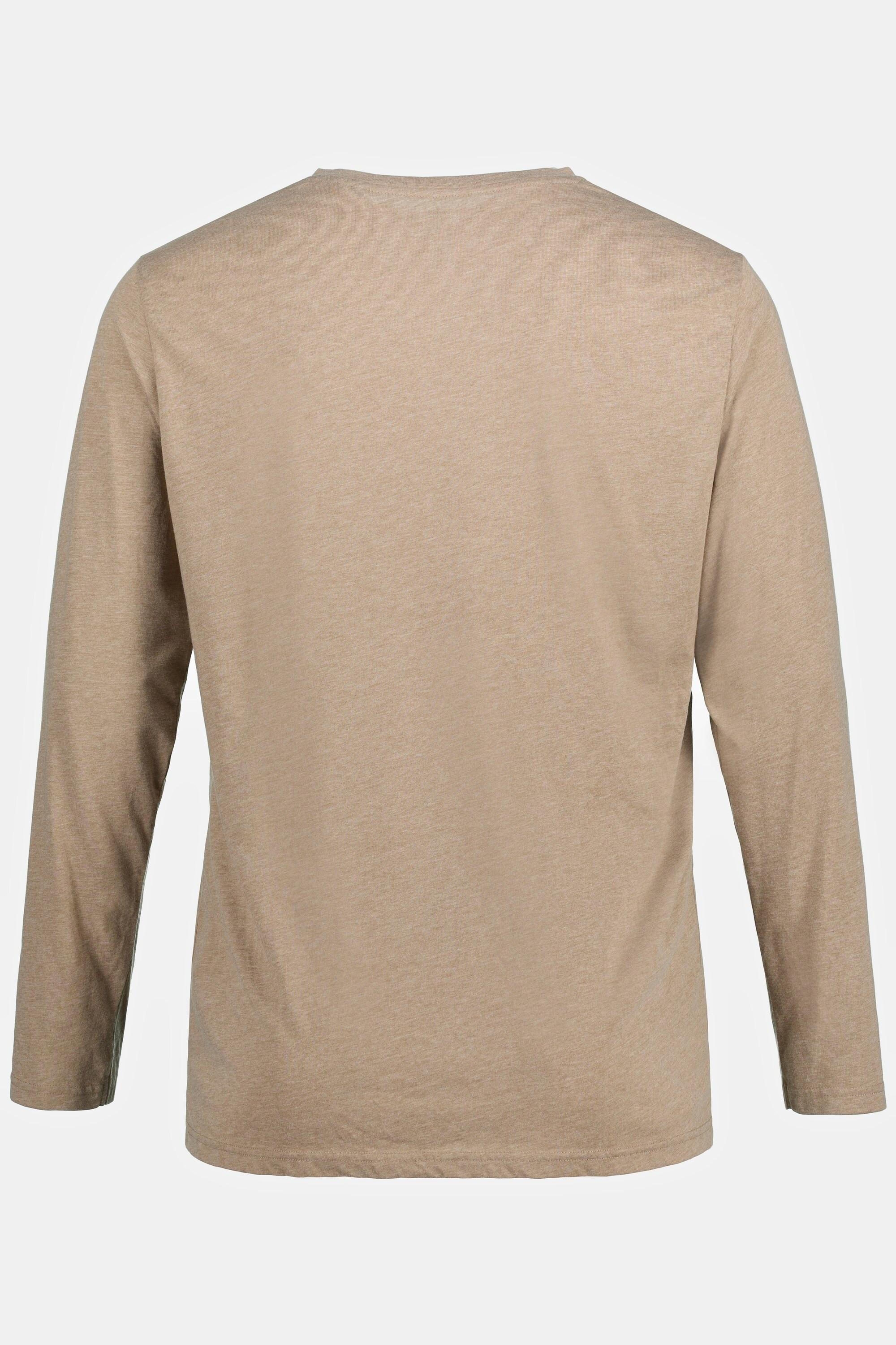 JP1880  T-shirt JP 1880 Henley Basic, manches longues et patte de boutonnage sable 