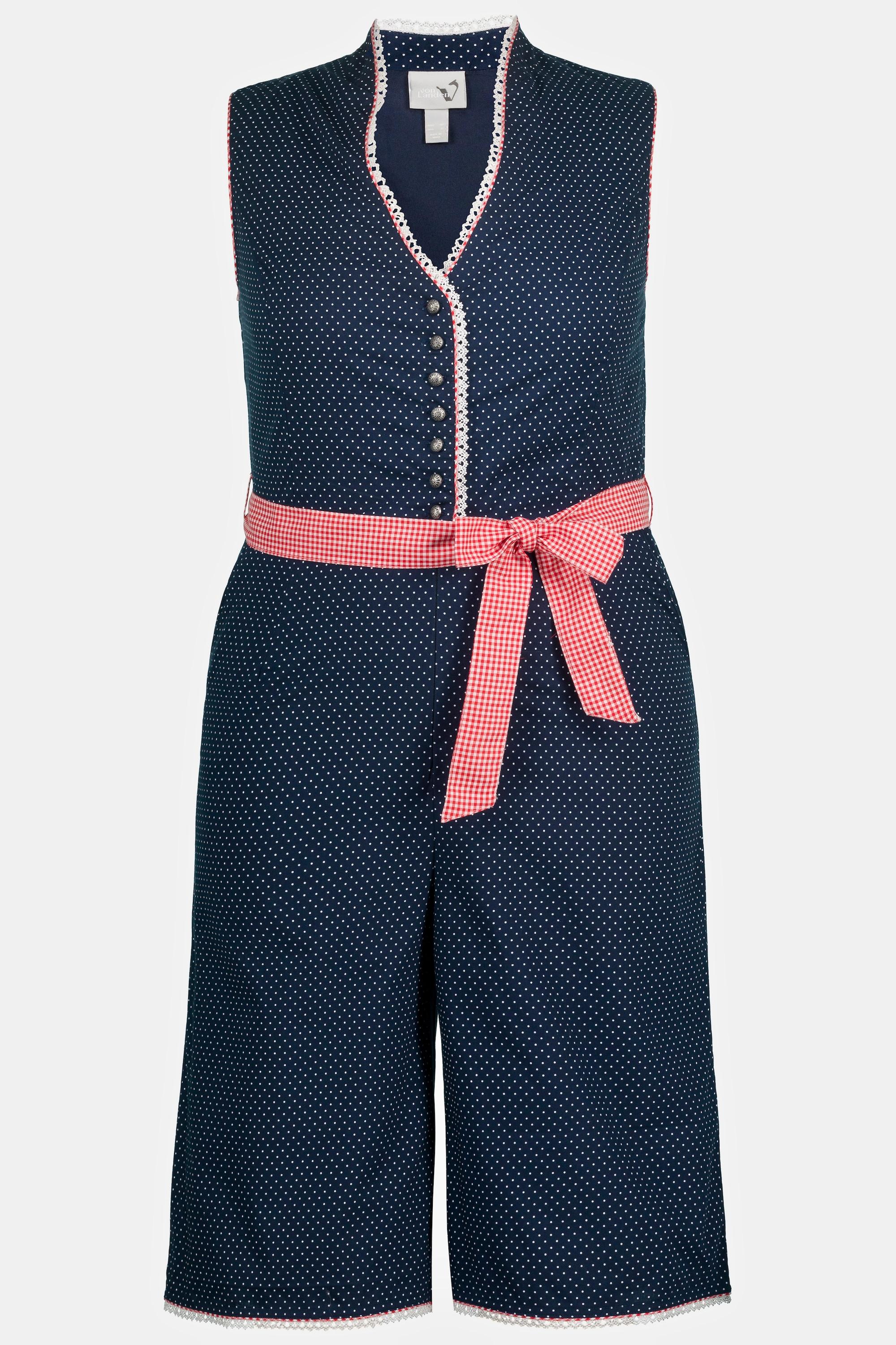 Ulla Popken Trachten Jumpsuit Pünktchen Spitze Weites Bein  