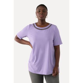 Ulla Popken  T-shirt, dos plissé, col rond, manches courtes 