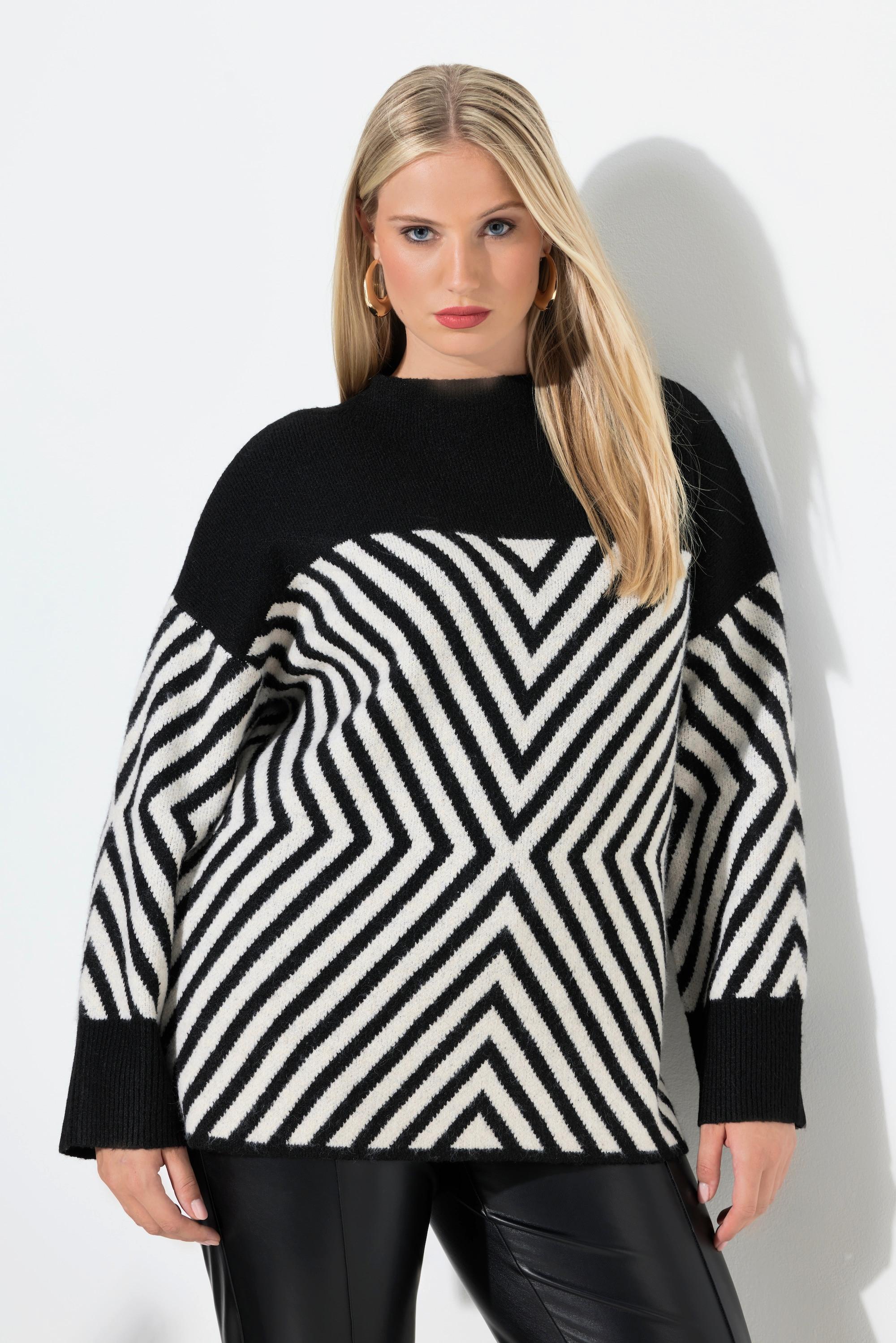 Ulla Popken Pull motif graphique col montant manches longues  