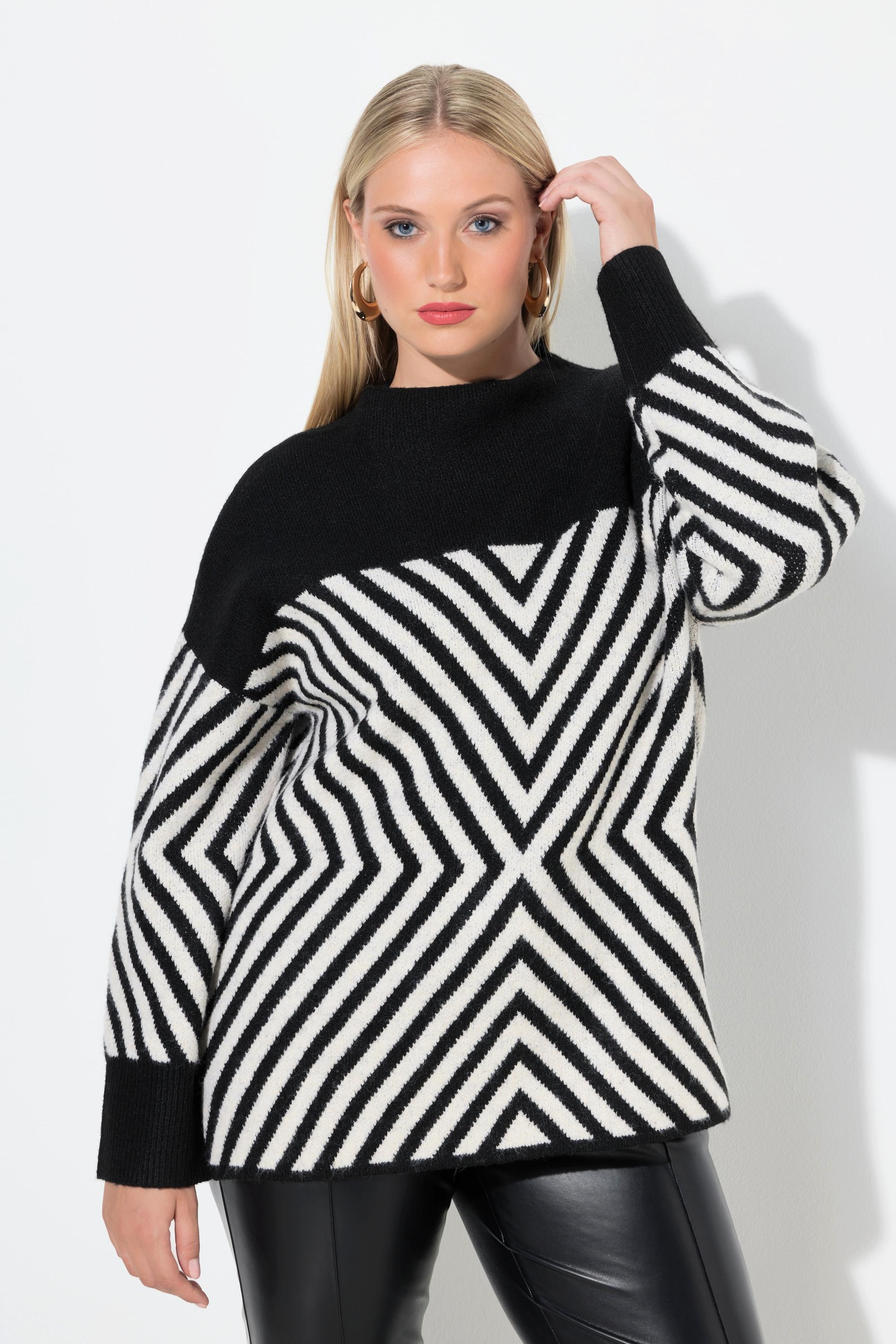 Ulla Popken Pull motif graphique col montant manches longues  