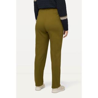 Ulla Popken  Pantalon en jersey Point de Rome, en coton bio, ceinture élastique 