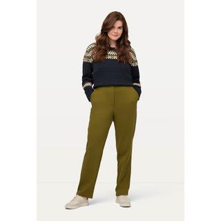 Ulla Popken  Pantalon en jersey Point de Rome, en coton bio, ceinture élastique 