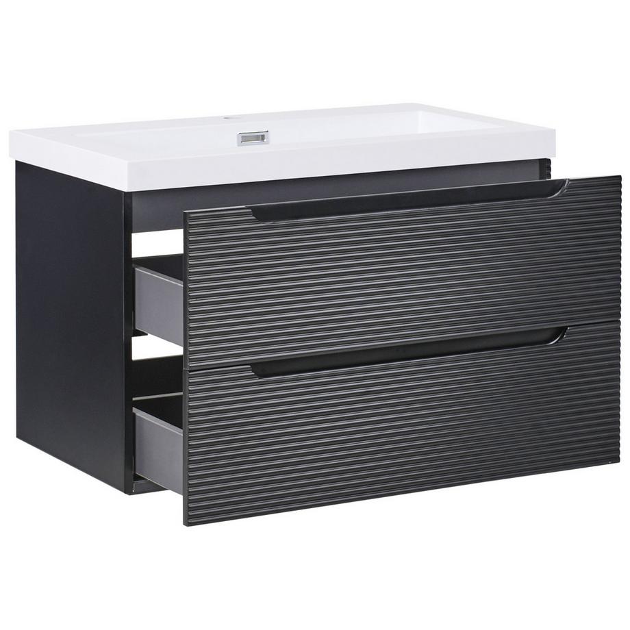 Beliani Wandmontierter Waschtischunterschrank mit Waschbecken aus MDF-Platte Modern MAKANA  