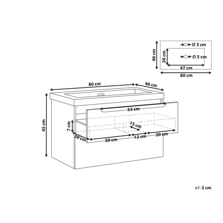 Beliani Wandmontierter Waschtischunterschrank mit Waschbecken aus MDF-Platte Modern MAKANA  