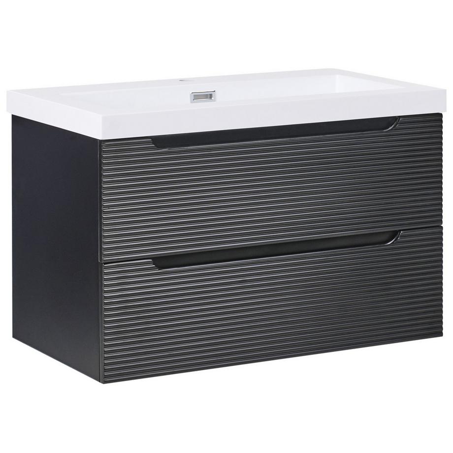 Beliani Wandmontierter Waschtischunterschrank mit Waschbecken aus MDF-Platte Modern MAKANA  