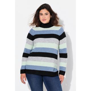 Ulla Popken  Maglione a righe con collo alto e maniche lunghe raglan 