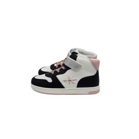 Calvin Klein  baskets montantes lacets/scratch enfant black/white/pink 