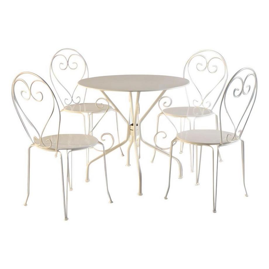 Vente-unique Salle à  manger de jardin en métal façon fer forgé  une table 4 chaises empilables GUERMANTES  