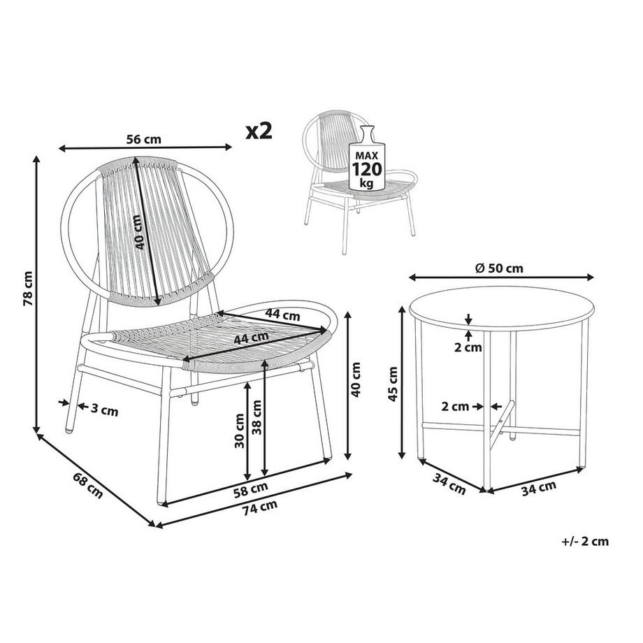 Beliani Bistro Set aus PE Rattan Modern OVARO  