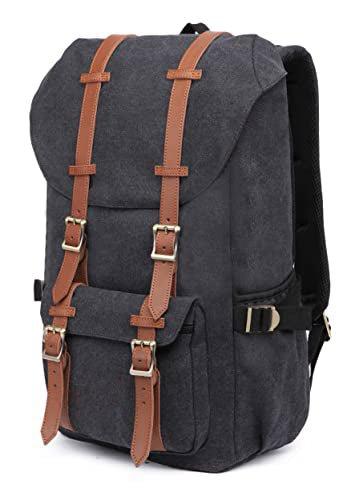 Only-bags.store Vintage Rucksack schöne Baumwolle Daypack mit Laptop-Fach für 14-Zoll-Notebook für Schule,  