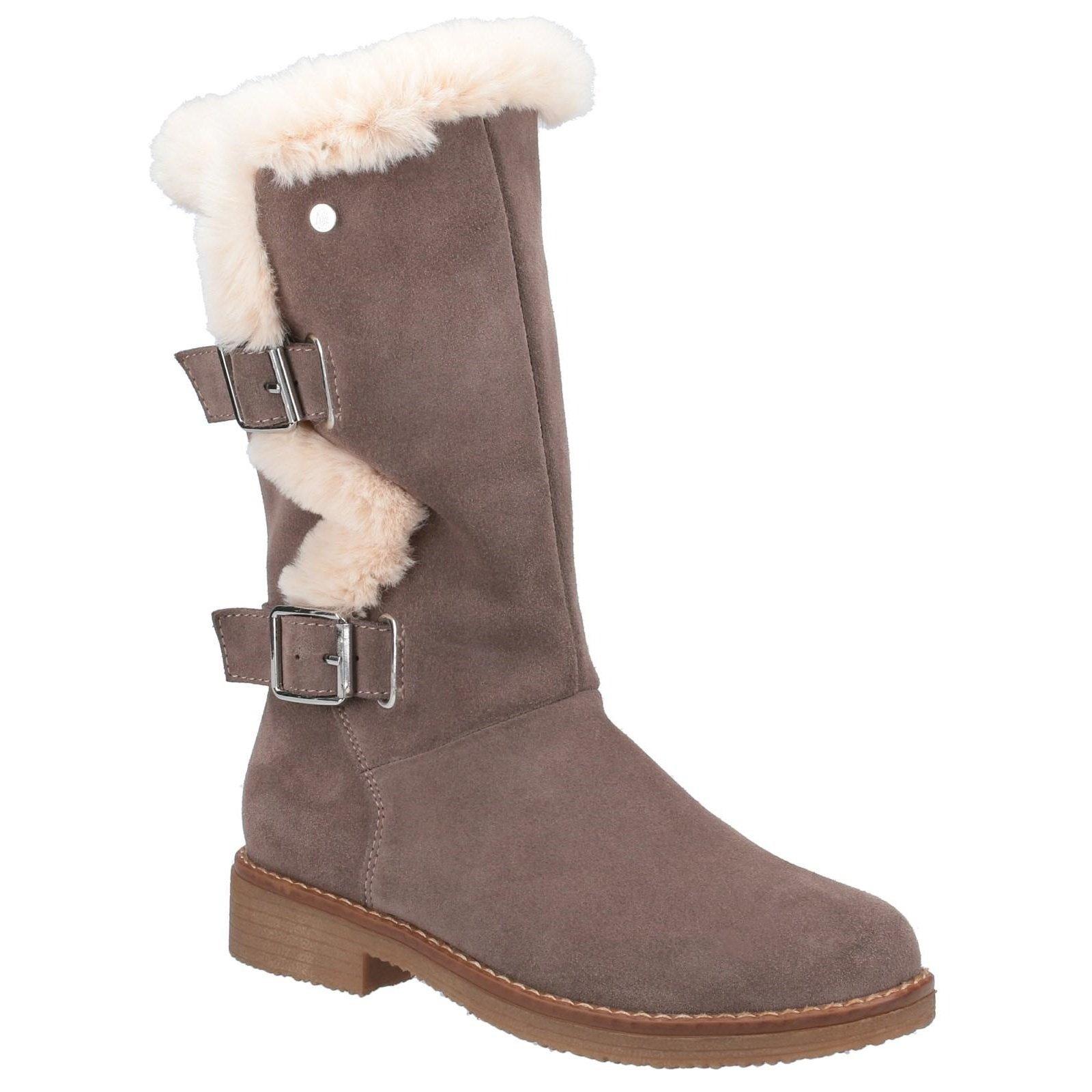Hush Puppies Damen-Stiefel „Megan“ – Wasserabweisendes Wildleder Mit Kunstfell-Futter – Gemütliche Halbstiefel
