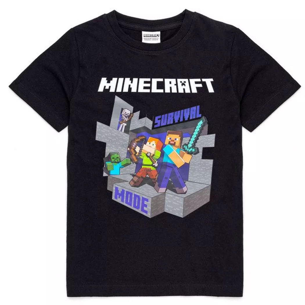 MINECRAFT - Survival Mode TShirt, 146/152, Schwarz