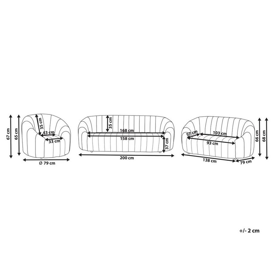 Beliani Wohnzimmer Set aus Samtstoff Retro MALUNG  
