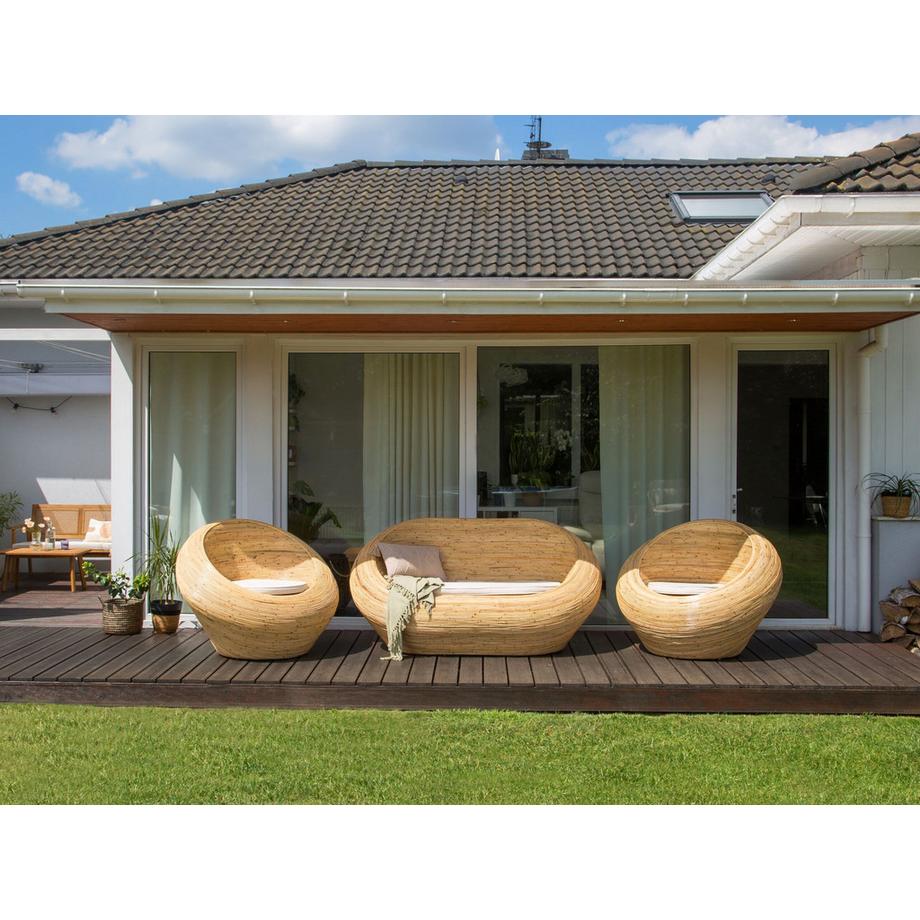 Beliani 2 Sitzer Sofa aus Rattan Boho MAIORI  