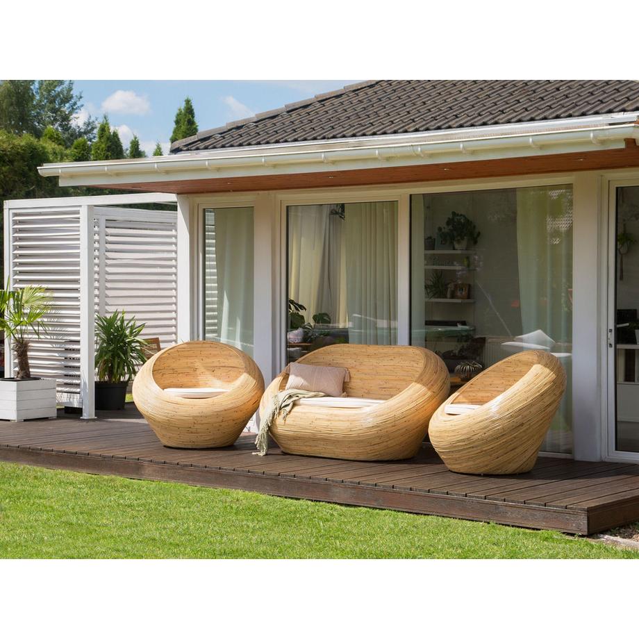 Beliani 2 Sitzer Sofa aus Rattan Boho MAIORI  