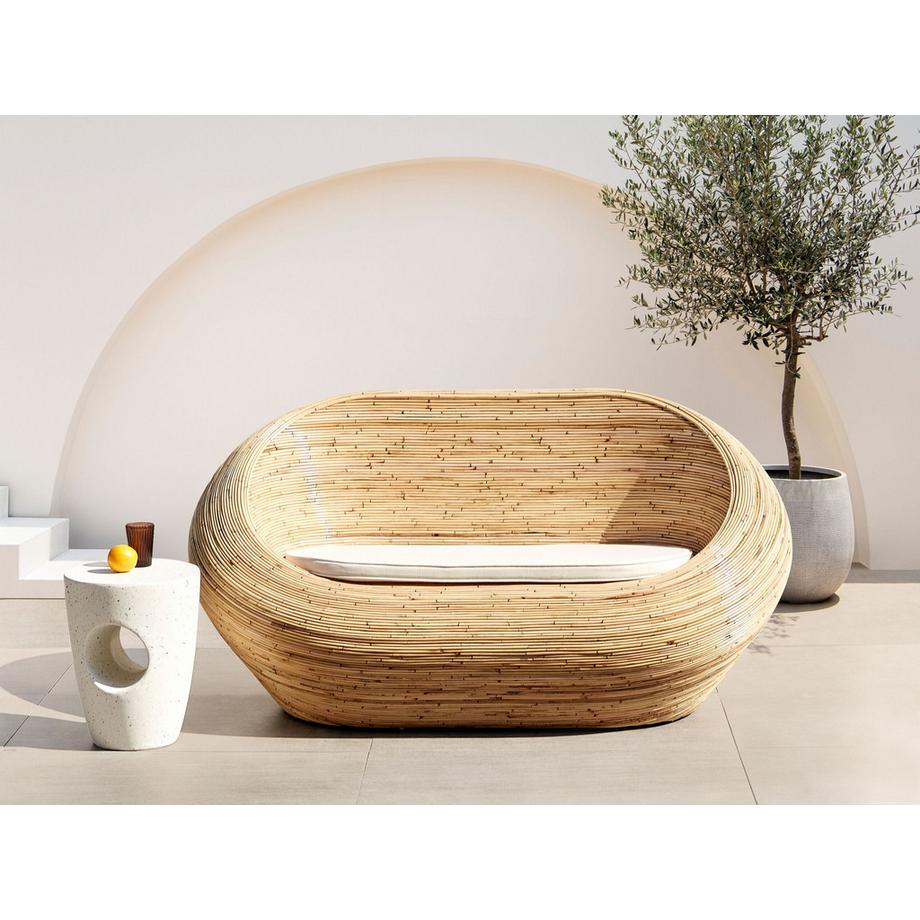 Beliani 2 Sitzer Sofa aus Rattan Boho MAIORI  