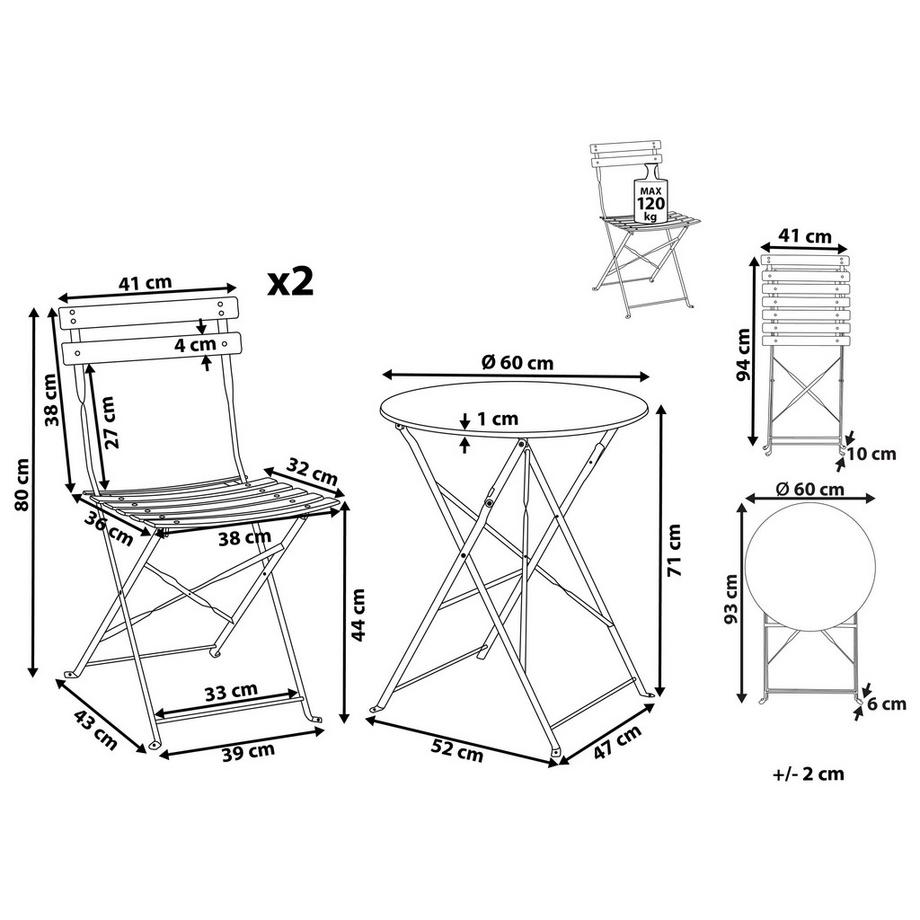 Beliani Set bistrot en Acciaio Moderno FIORI  