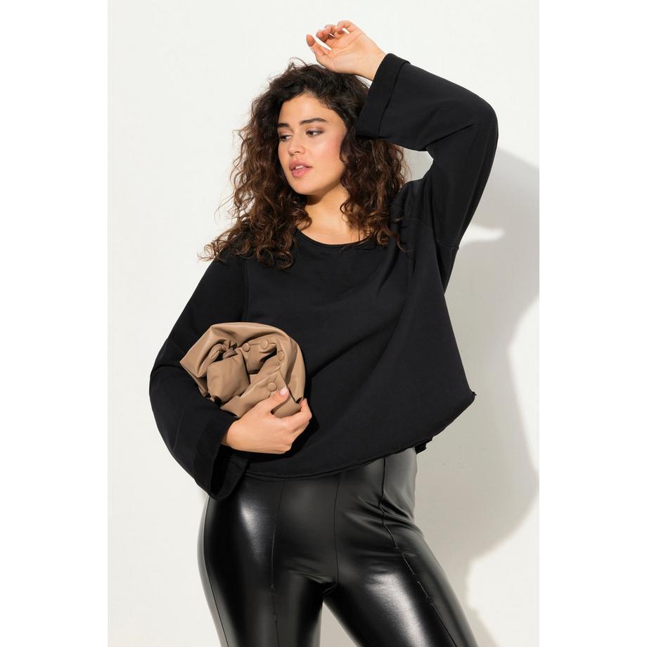 Ulla Popken Sweat-shirt Bords Roulottés Col Rond Manches Longues Raglan  