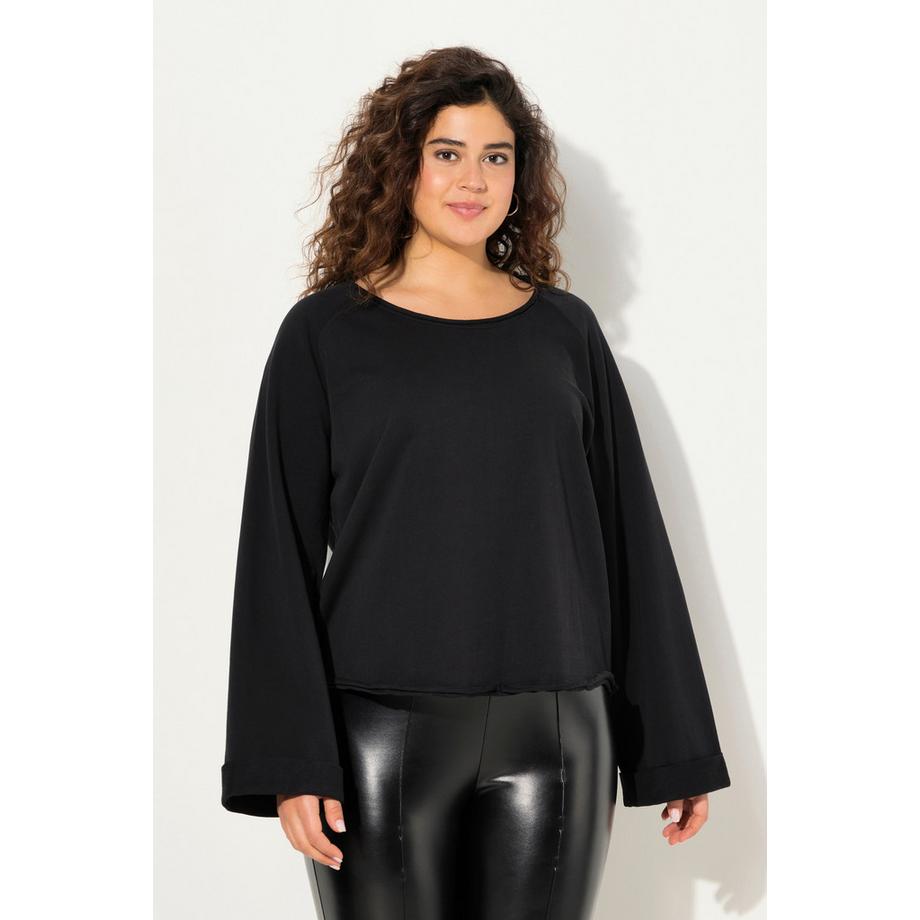 Ulla Popken Sweat-shirt Bords Roulottés Col Rond Manches Longues Raglan  