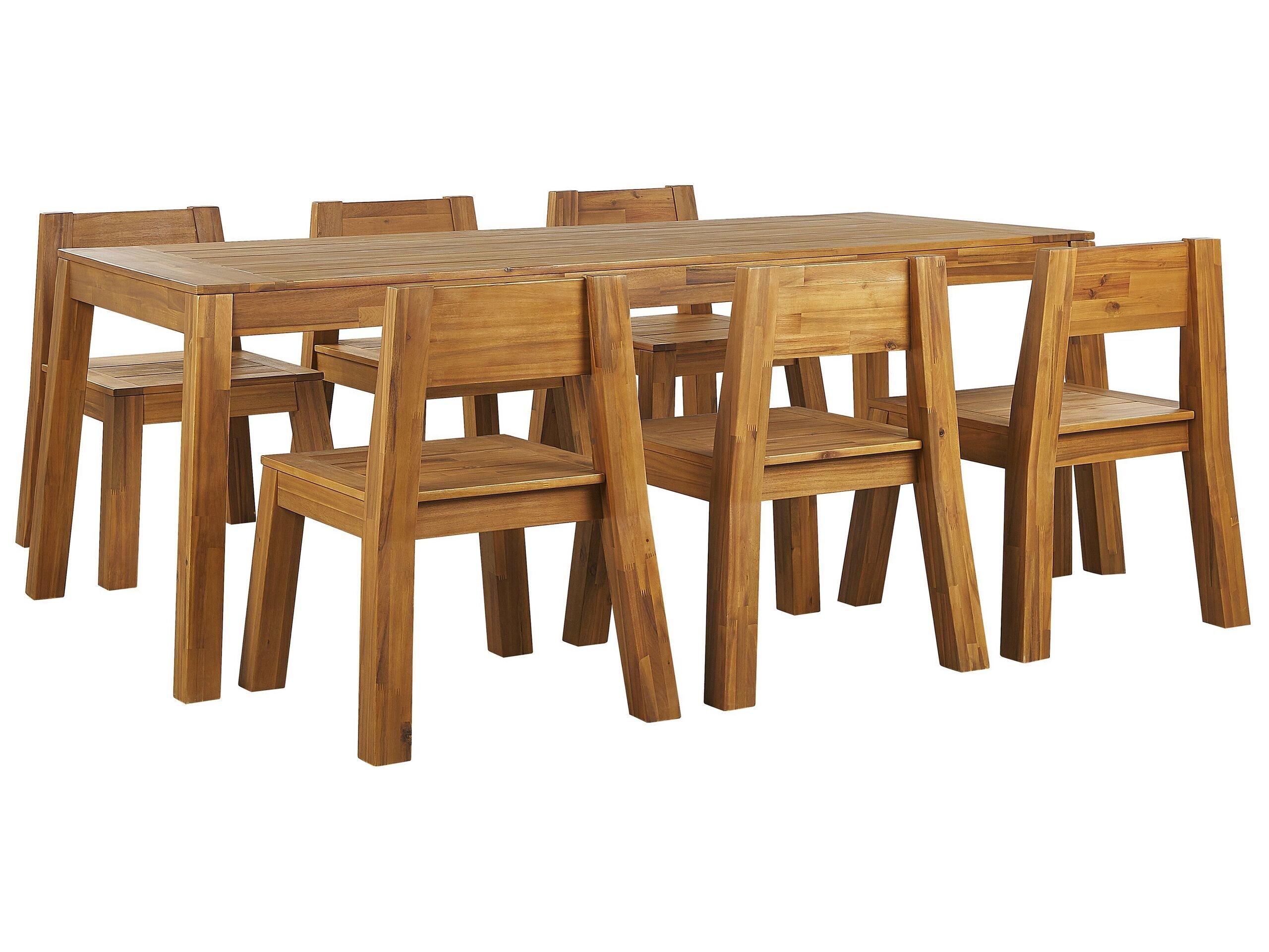 Beliani Tables avec chaises en Acacia Traditionnel LIVORNO  