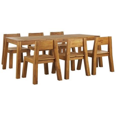 Beliani Tables avec chaises en Acacia Traditionnel LIVORNO  