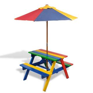 VidaXL Picknicktisch für Kinder mit Sonnenschirm  