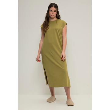 Robe midi en jersey oversized à encolure ronde et sans manches. Ouverture de type fente sur le côté