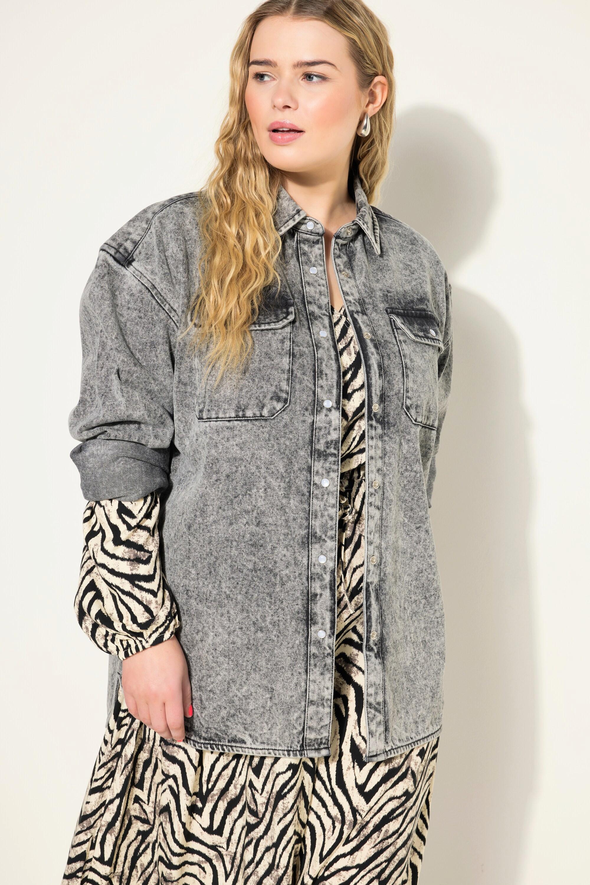 Studio Untold Camicia di jeans oversize look vintage maniche lunghe  