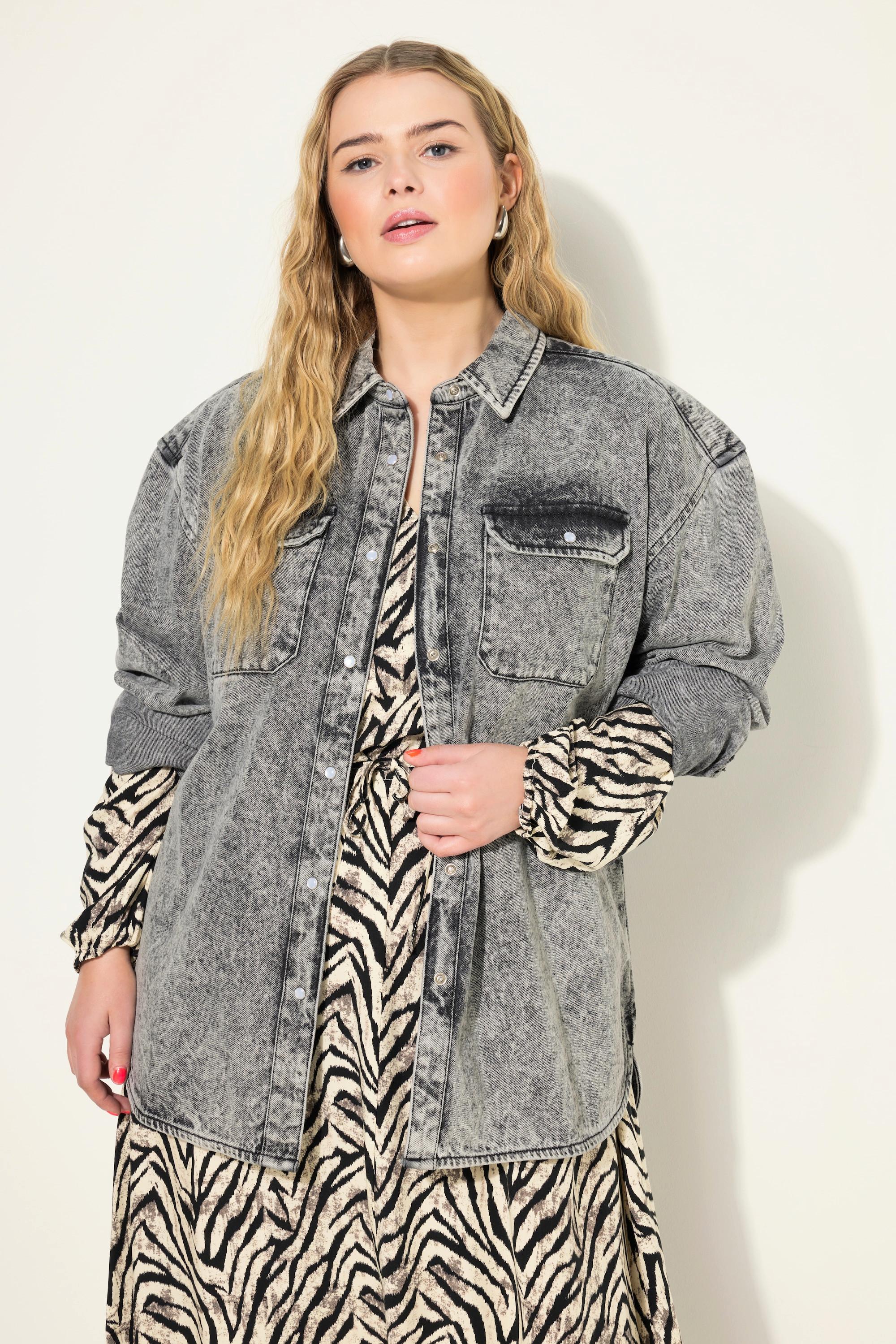 Studio Untold Camicia di jeans oversize look vintage maniche lunghe  