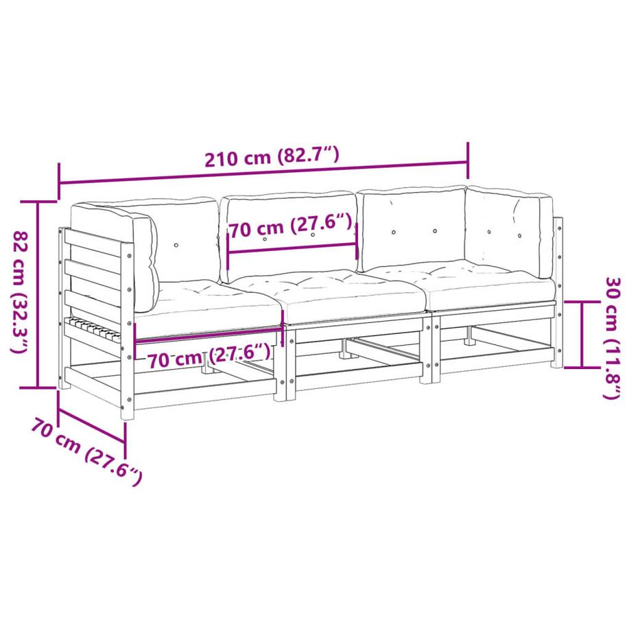 VidaXL set divano da giardino Legno  