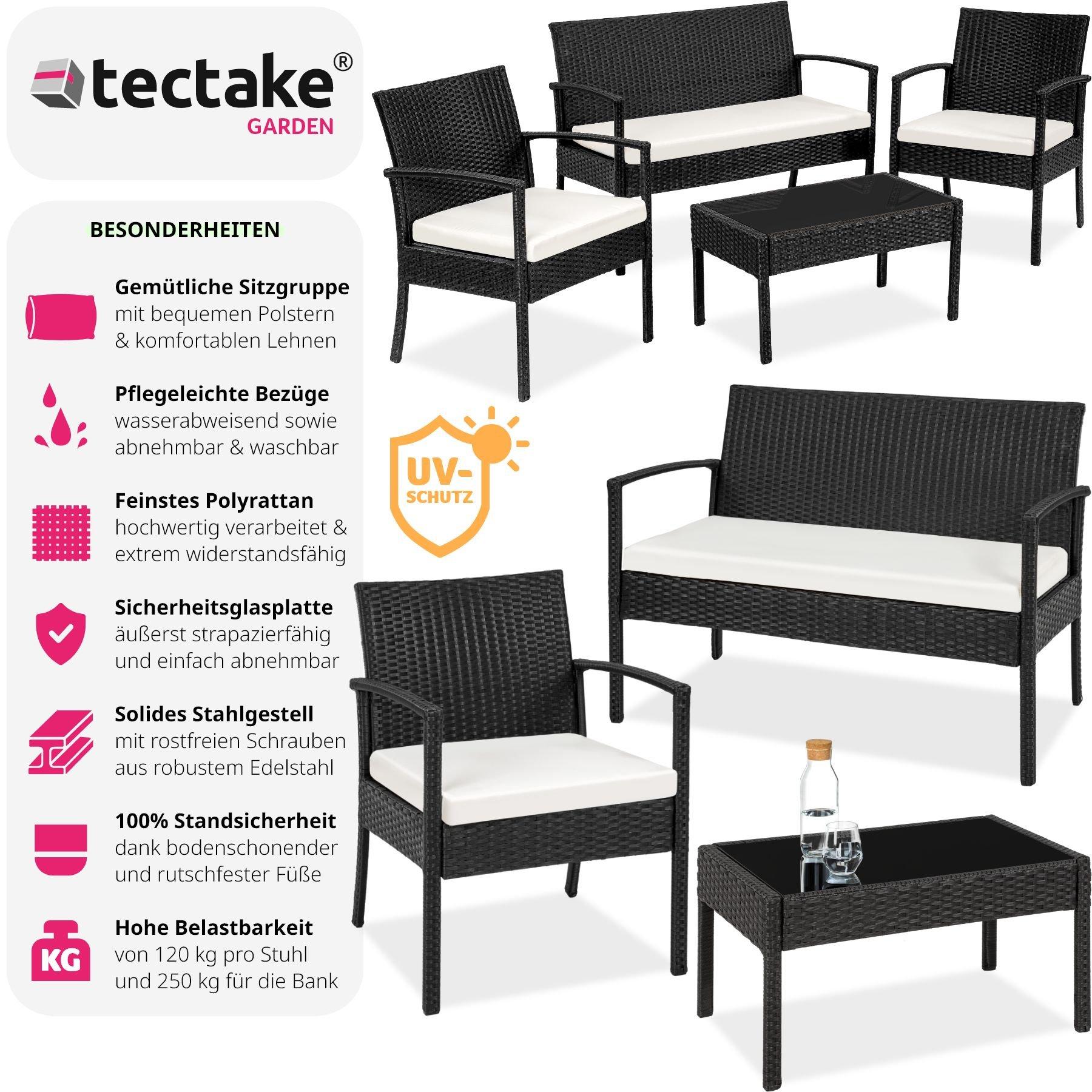 Tectake Set in rattan Sparta 3+1  