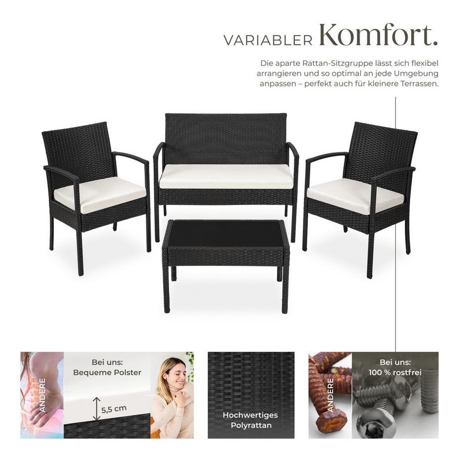 Tectake Salottino in rattan  Sparta per 4 persone  