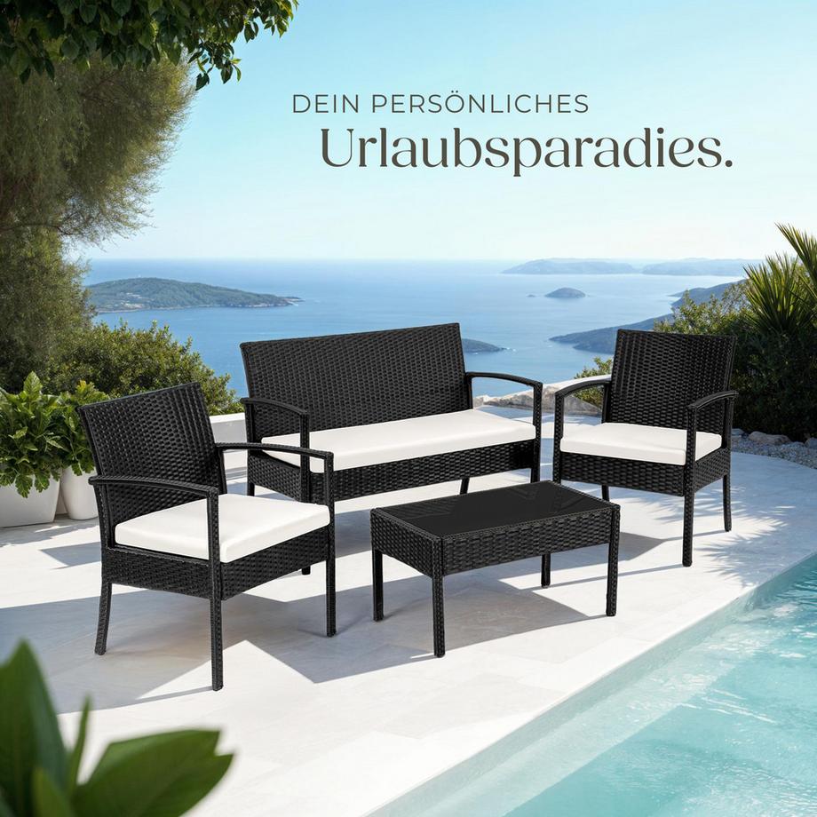 Tectake Salottino in rattan  Sparta per 4 persone  