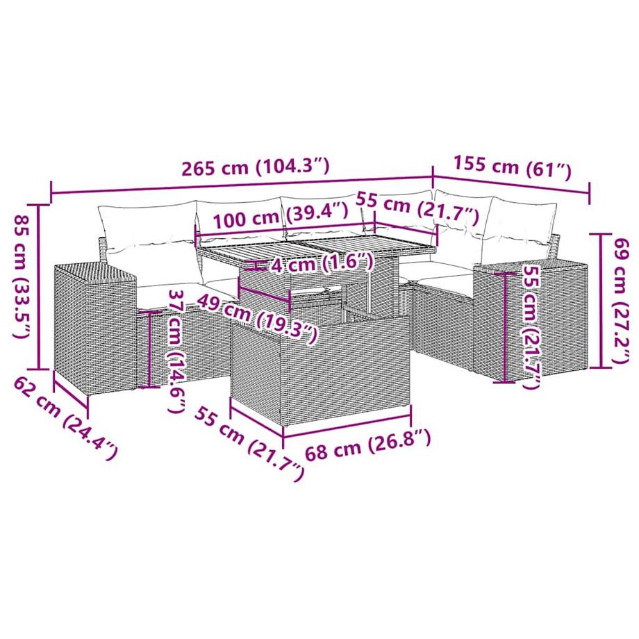 VidaXL Ensemble de canapés de jardin rotin synthétique  