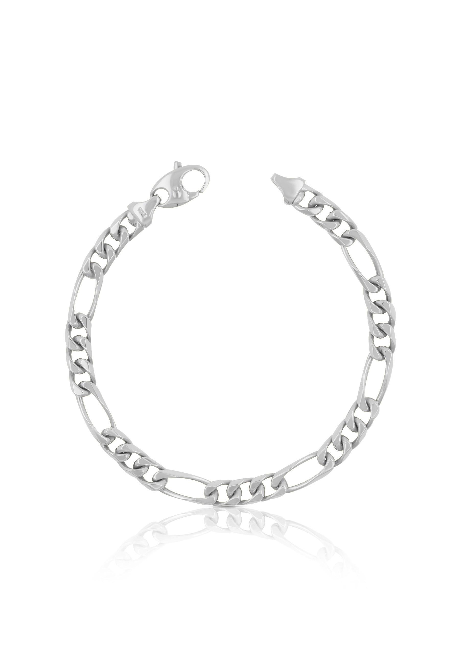 MUAU Schmuck  Bracelet figaro en or blanc 750, 19cm, 6mm 