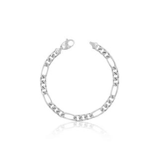 MUAU Schmuck  Bracelet figaro en or blanc 750, 19cm, 6mm 