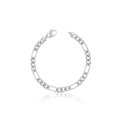 MUAU Schmuck  Bracelet figaro en or blanc 750, 19cm, 6mm 