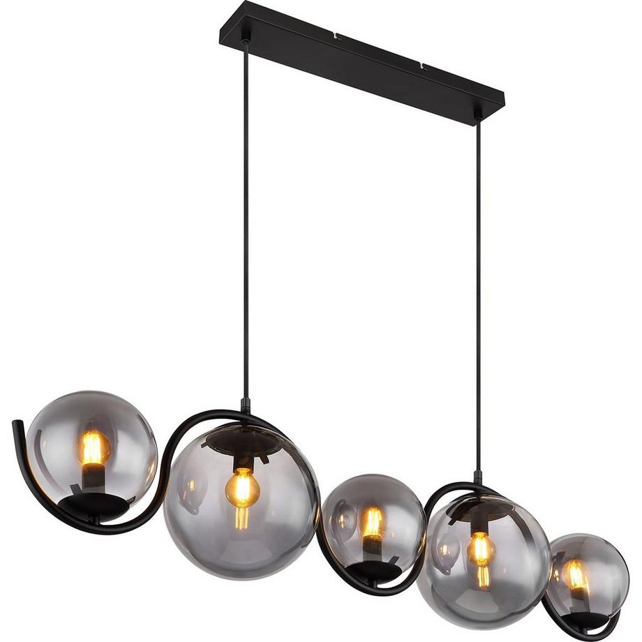 mutoni Lampada a sospensione Porry metallo nero opaco 5xE14  