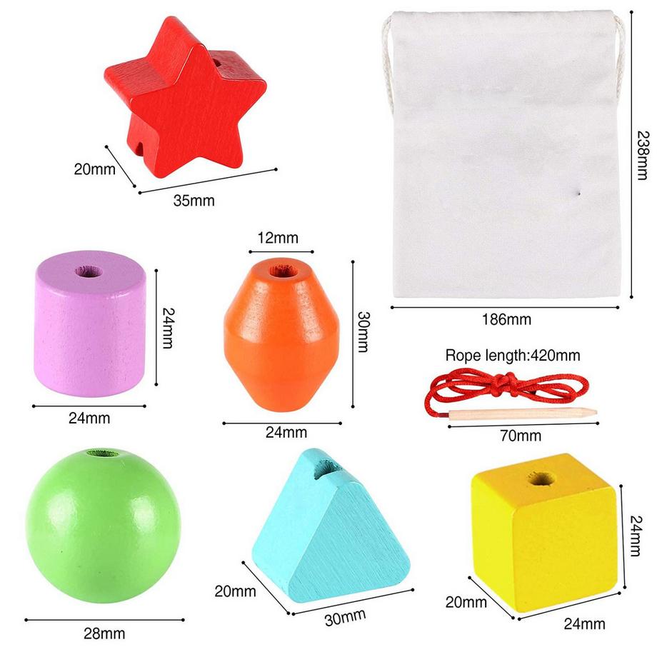 Activity-board  42 STK Perlen zum Auffädeln Perlen Fädelspiel Erste Regenbogen Holzperlen Holzspielzeug Motorisches Spielzeug 