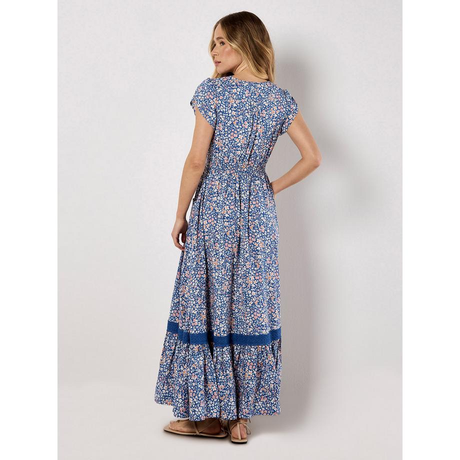 APRICOT Florales Maxikleid mit Spitzeneinsatz  