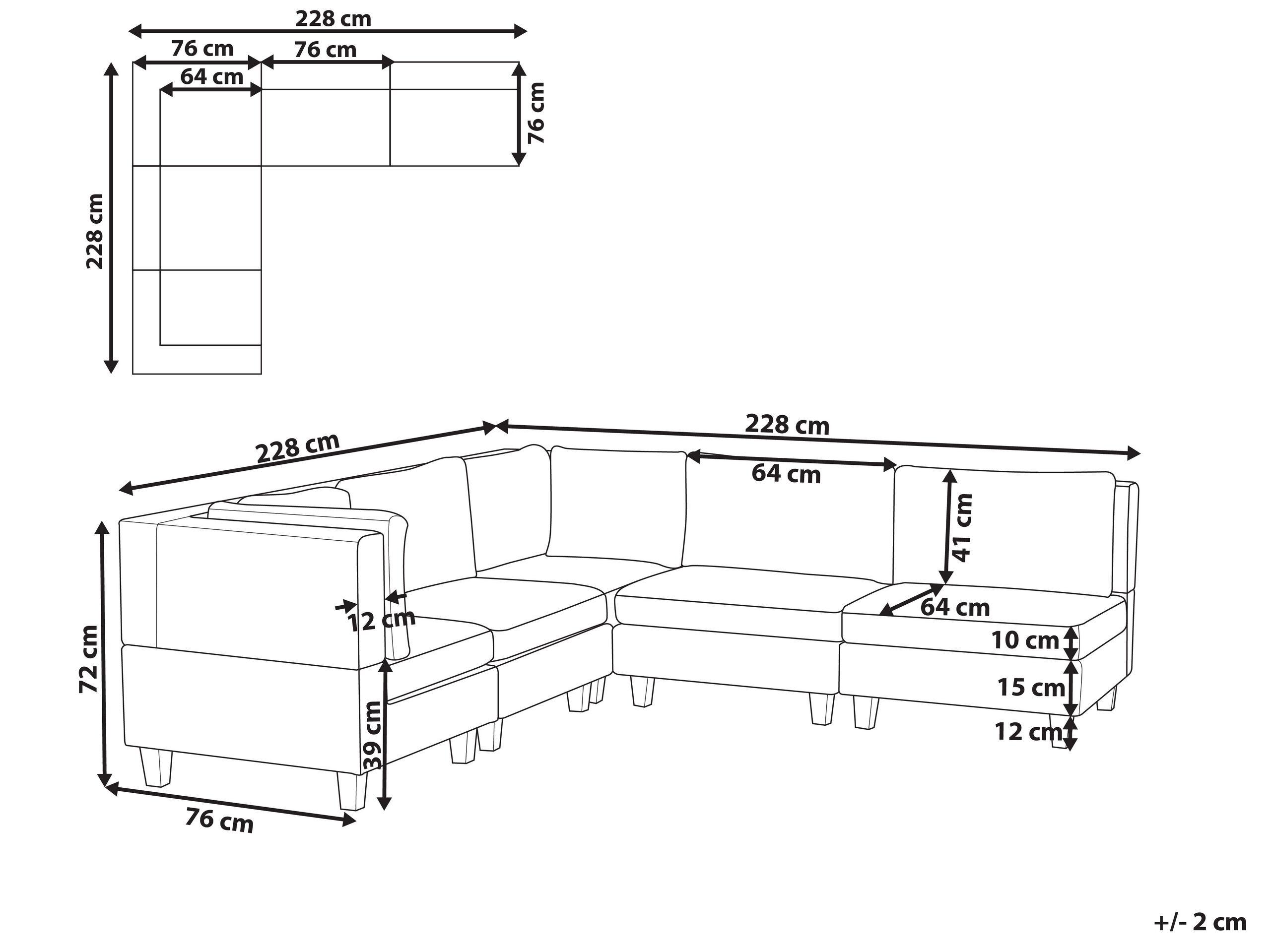 Beliani Canapé d'angle en Polyester Traditionnel UNSTAD  