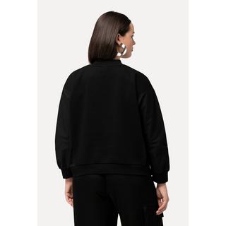 Ulla Popken  Sweatshirt, Popeline-Einsatz, Rundhals, Fledermaus-Langarm 