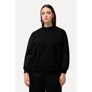 Ulla Popken  Sweatshirt, Popeline-Einsatz, Rundhals, Fledermaus-Langarm 