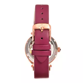 Empress  Montre semi-squelette automatique Empress Alouette avec bracelet en cuir Pink