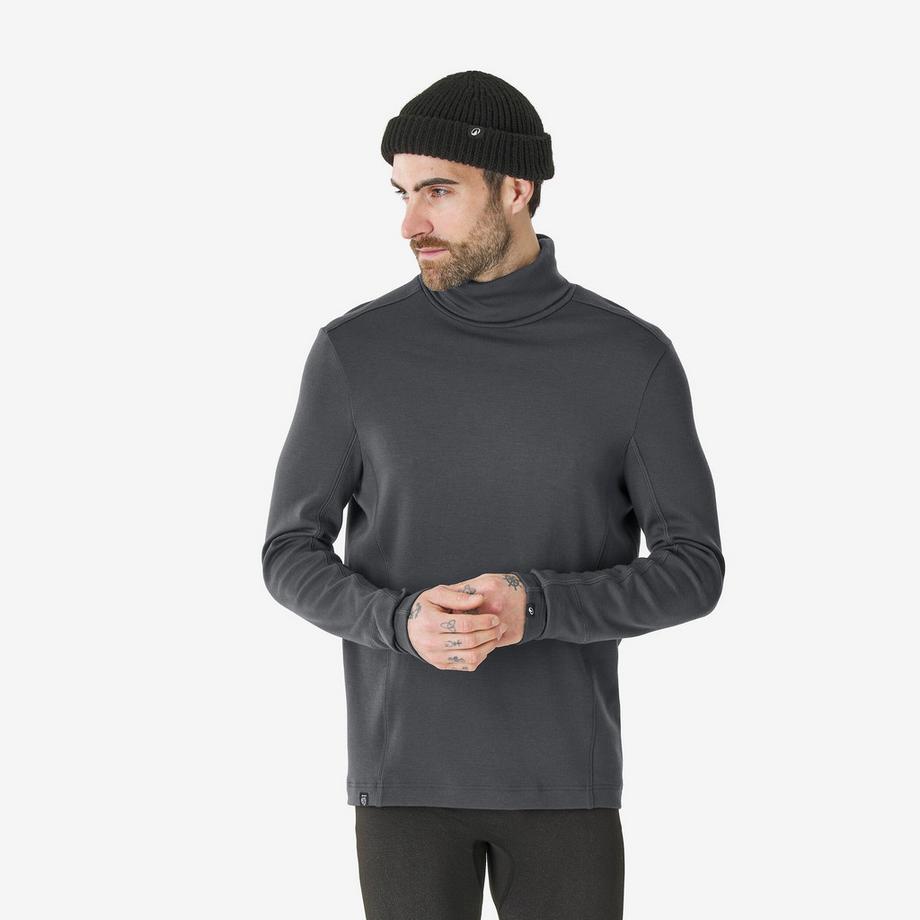 Maglia termica con collo alto in lana merino