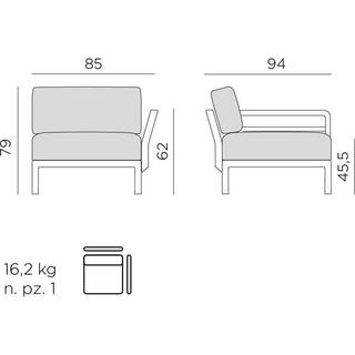 NARDI outdoor Gartenlounge-Abschlusselement Maximo weissgrau  