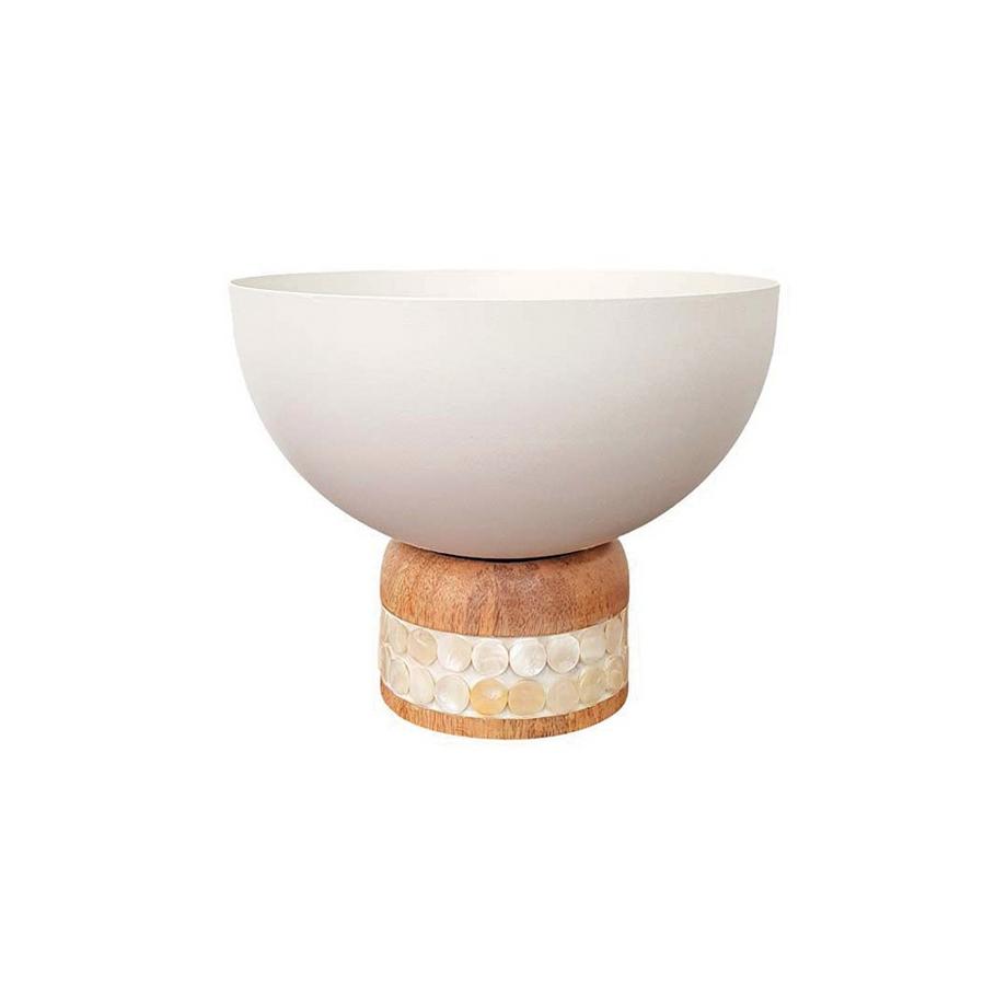 Aulica  WEISSE OBSTSCHALE AUF HOLZFUSS KLEINES MODELL 18X18X15CM 